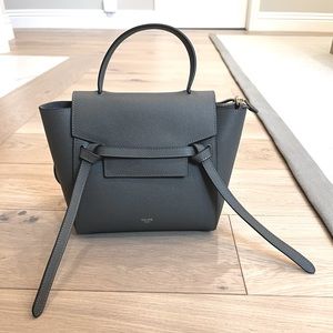 CELINE Nano belt bag in grained calfskin GREY